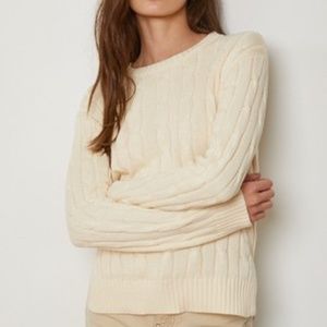 NWT Classic 100% Cotton Cable-knit Crewneck Sweater in Ivory